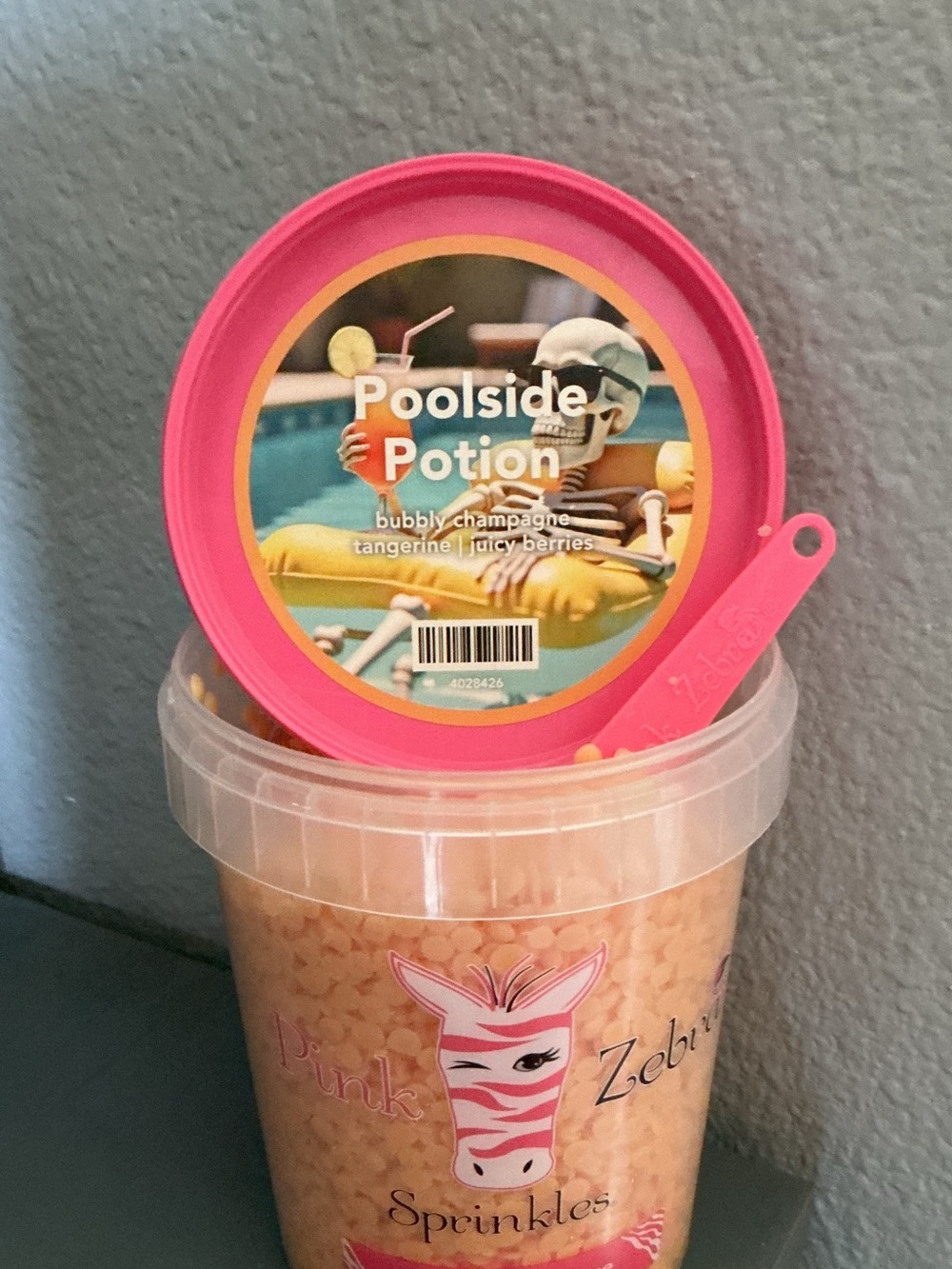 Poolside Potion Pink Zebra Wax Melts in a 4 oz blend bag